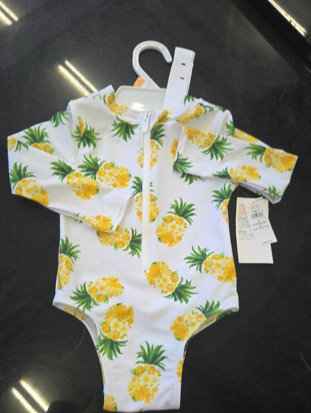 Old Navy White Pineapple Print Kids Rashguard Swimsuit